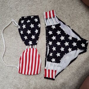 Red White and Blue American flag Bikini